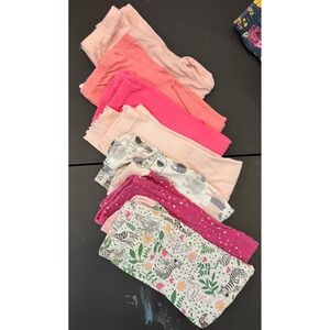 Kids Toddler Girls 4T Leggings Lot of 7 Pink Coral Animal Print Polka Dot Ribbed